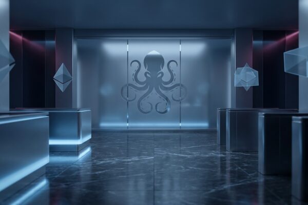 Ilustración: a sleek modern financial exchange lobby with subtle glowing accents. Ilustración generada con IA.