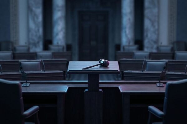 Ilustración: the US Senate chamber interior. Ilustración generada con IA.