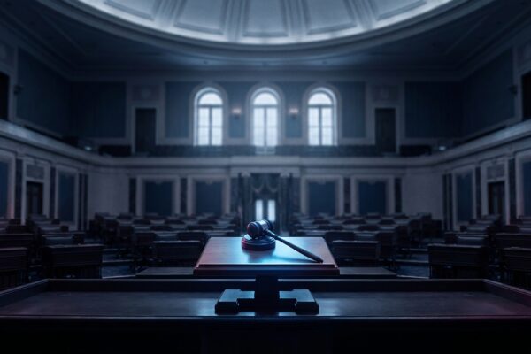 Ilustración: the United States Senate chamber interior. Ilustración generada con IA.