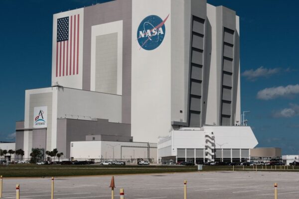 The iconic Vehicle Assembly Building at NASA's Kennedy Space Center, Florida.